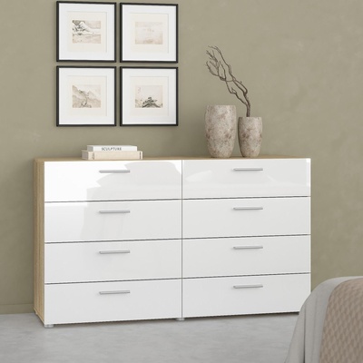 Скрин Pepe с 8 чекмеджета Дъб и бял гланц