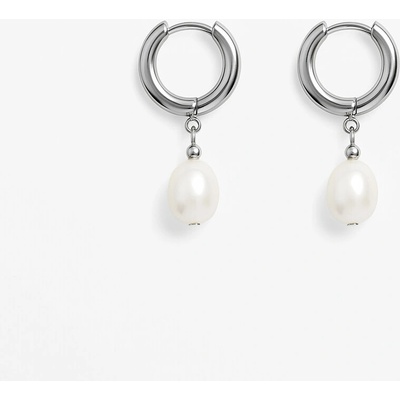 SARINES Stříbrné kruhové náušnice s bílou perlou S1326