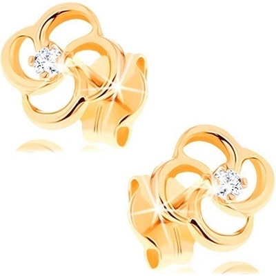 Šperky eshop briliantové ze žlutého zlata květ s čirým diamantem BT501.84