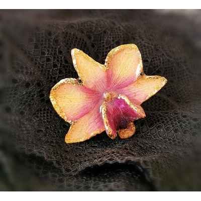 Meganflo Пръстен триизмерна орхидея - сребърна основа