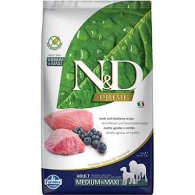 N&D GRAIN FREE PRIME Adult Medium & Maxi - Lamb & Blueberry - пълноценна храна за кучета в зряла възраст от средни и едри породи над 1 година, с агне и боровинки - 12 кг PND1200035