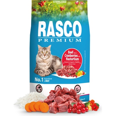 Rasco Premium Cat Sterilized hovädzie s brusnicami kapucínkou 0,4 kg