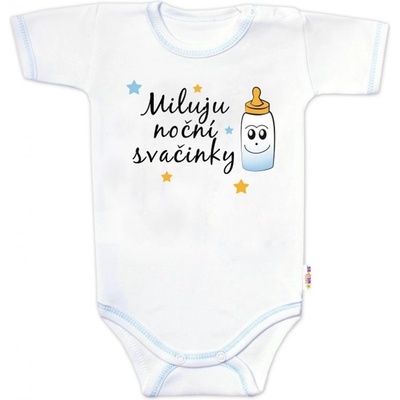Body krátky rukáv s vtipným textom Baby Nellys Miluju noční svačinky chalan