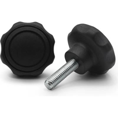 Skrutka kovová s plastovou hlavou, 2 vrúbky / 105a-068 / 50 / M6 x 12 mm (čierna)