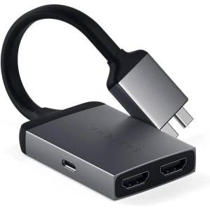Satechi Адаптер с поддръжка на 4K за свързване от USB-C към HDMI за MacBook - Satechi USB-C to Dual HDMI 4K Adapter (тъмносив) (ST-TCDHAM)