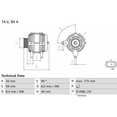 Alternátor BOSCH 0 986 085 170 (0986085170)