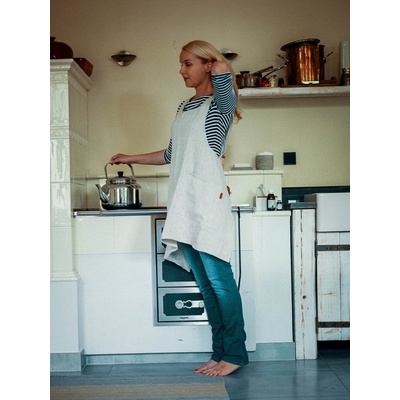 Aesthetic Lněná zástěra šatová s kapsami Přírodní světlá