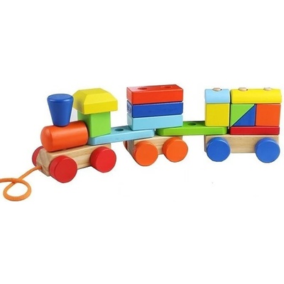 Acool Toy Дървено влакче изградено от геометрични елементи Acool Toy (ACT74)