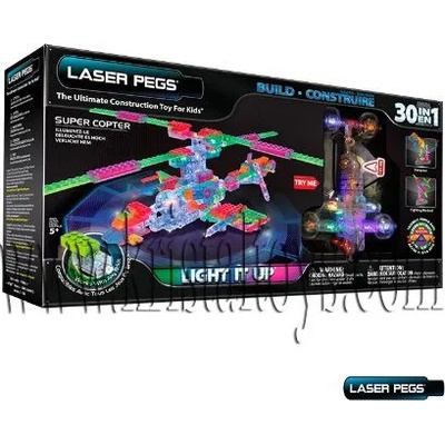 Светещ конструктор 30 в 1 - Хеликоптер Super Copter със захранваща база LASER PEGS