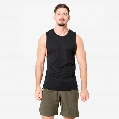 Domyos Pánske fitness tielko priedušné s okrúhlym výstrihom čierne