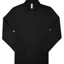 B&C My Polo 210 LSL Piqué polo tričko s dlhým rukávom čierne