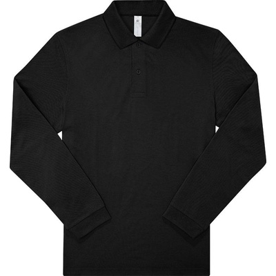 B&C My Polo 210 LSL Piqué polo tričko s dlhým rukávom čierne