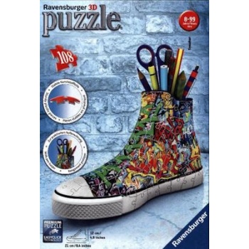 Ravensburger Verlag Ravensburger 3D Puzzle 12535 Sneaker Graffiti - Praktischer Stiftehalter - 108 Teile - Schreibtisch-Organizer für Kinder ab 8 Jahren