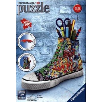 Ravensburger Verlag Ravensburger 3D Puzzle 12535 Sneaker Graffiti - Praktischer Stiftehalter - 108 Teile - Schreibtisch-Organizer für Kinder ab 8 Jahren