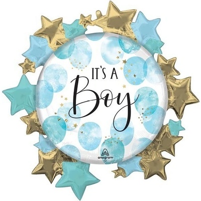 Godan Balónek fóliový Its A Boy s hvězdičkami 76x76 cm