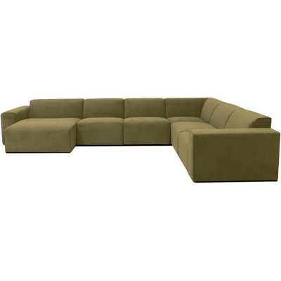 Scandic Ъглов диван от зелен велур (ляв ъгъл) Sting - Scandic (STING U CORNER LEFT WAVE 13)
