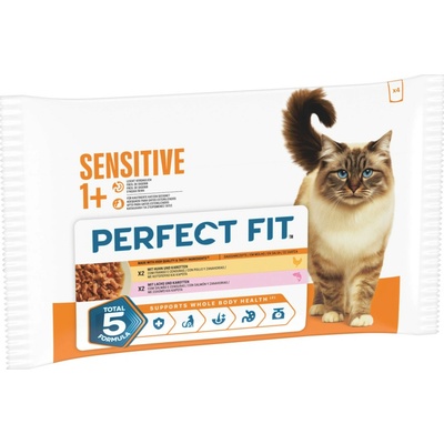 Perfect Fit Sensitive 1+ kuřecí a losos 4 x 85 g