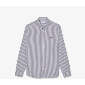 Lacoste Regular-Fit Striped Cotton Shirt - White Navy