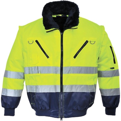 PortWest bunda HI-Vis 3v1 PJ50 reflexní zateplená Žluto-navy