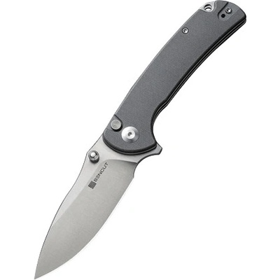 SENCUT Gray G10 Handle Satin Finished 9Cr18MoV Blade Button Lock S23032-2