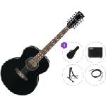 Ibanez AJ7012M1E-BK Premium SET Black 12-струнна електро-акустична китара