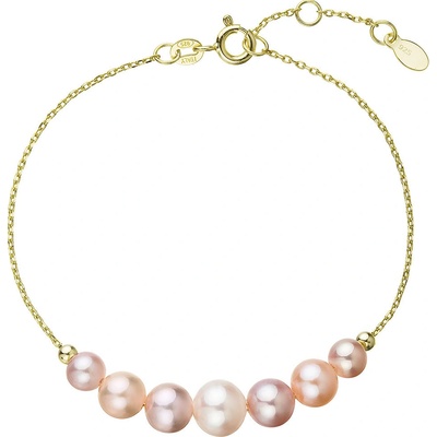 Pavona Pozlacený stříbrný náramek 7 říčních perel na řetízku 23024.3 multi Au plating