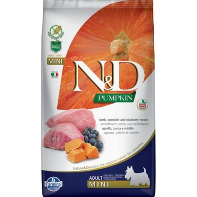 N&D Pumpkin lamb&blueberry Adult mini Krmivo s jahňacím mäsom, tekvicou a čučoriedkami 7 kg