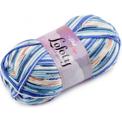 Pletací příze Lofoty samovzorovací / ponožkovka 100 g, střední, 13 (7817) modrá