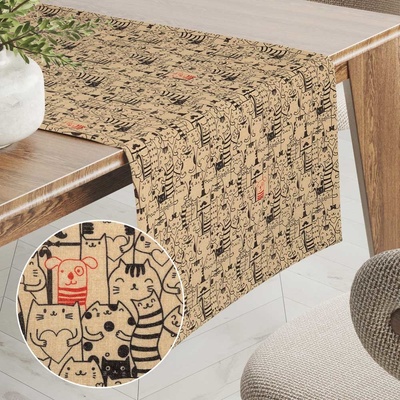 Biante behúň PML-093 Pes medzi mačkami na hnedobéžovom 20x120 cm