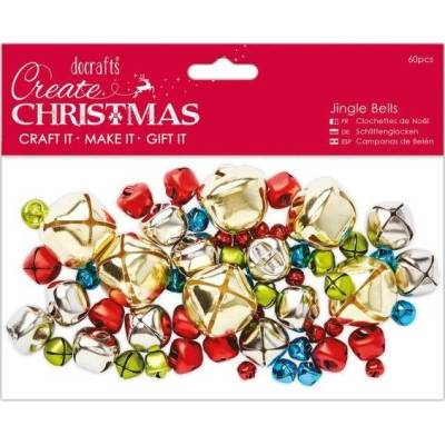 Docrafts rolničky 60ks vánoční barvy mix velikost