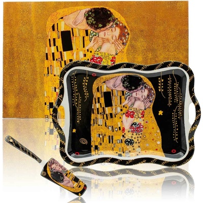 Home Elements Tortový tanier s náčiním 35 cm Klimt Bozk tmavý