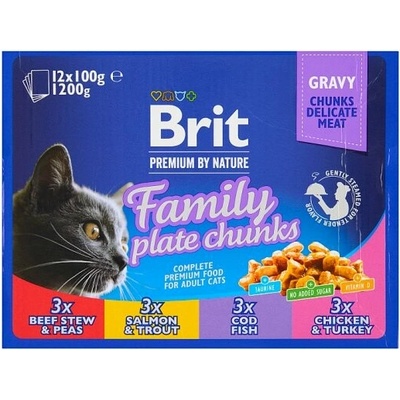 Brit Premium by Nature Kompletné prémiové mokré krmivo pre dospelé mačky 12 x (1200 g) 100 g