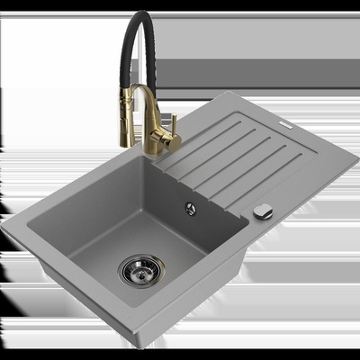Pablo гранитна кухненска мивка 1-корпусна с отцедник и кухненски (6510-71-73450-57-B)