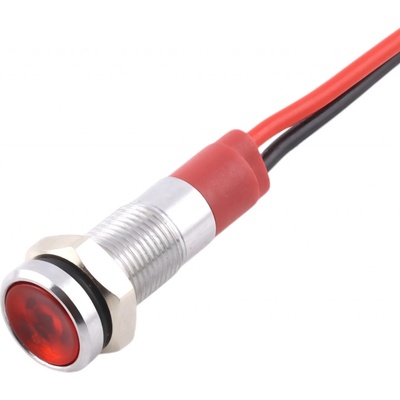 LED kontrolka kovová, pro průměr otvoru 6mm, stříbrná Červená 12-24 V DC