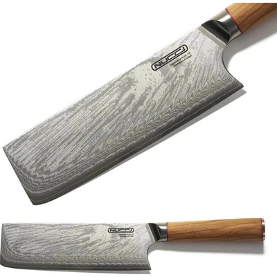 NUCCI Nakiri 18 cm - kuchynský damaškový nôž na sekanie s rukoväťou z olivového dreva CLASSE ITALY