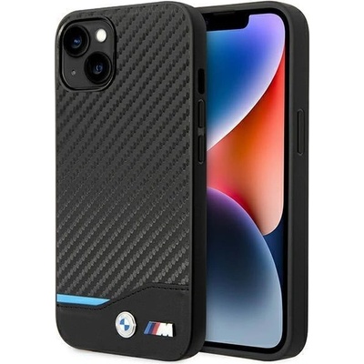 BMW Кейс BMW BMHCP14M22NBCK за iPhone 14 Plus 6.7", черен / черен, Leather Carbon (3666339067175)