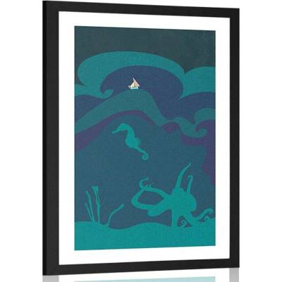 Plakát s paspartou podmořský svět - 40x60 black