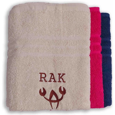 Top textil Osuška s vyšitým znamením zvěrokruhu „ Rak" 70x140 cm krémová