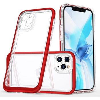 HQWear Прозрачен кейс 3в1 за iPhone 11 Pro Max с гел рамка, червен (9145576242322)