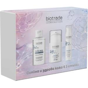 Biotrade Pure Skin Комплект - Озаряващ дневен крем, Околоочен серум и Мицеларна вода, 50 + 15 + 100 ml