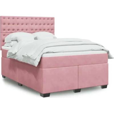vidaXL 11461.3293271 Boxspring postel s matrací růžová samet