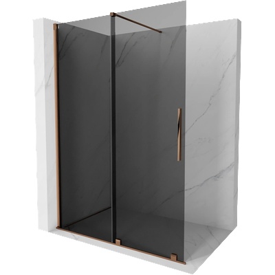 Mexen Velar плъзгаща се душ кабина Walk-in 140 x 200 см, графит 8 мм, розово злато - 871-140-000-43-60 (871-140-000-43-60)
