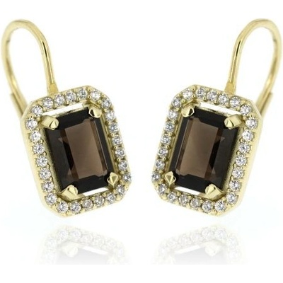 Zlatnictví U Kostela zlaté náušnice s přírodní záhnědou a zirkony 214