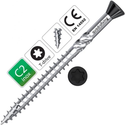 Nerezové skrutky 4,0 mm, nerez C2, čierne, voskované (200 ks + bit)