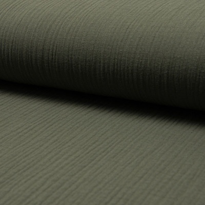 Mušelín/dvojitá gázovina khaki, š.140