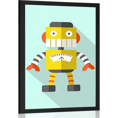 Plakát žlutý robot na modrém pozadí - 40x60 no frame