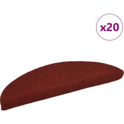 vidaXL Самозалепващи се постелки за стълби, 20 бр. , 56x17x3 см, бордо червени, полукръгли (3365671)