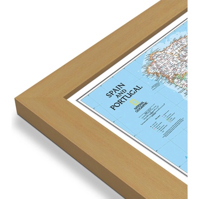 National Geographic Španělsko, Portugalsko - nástěnná mapa Classic 85 x 55 cm Varianta: mapa v dřevěném rámu, Provedení: Pegi jádro ořechu