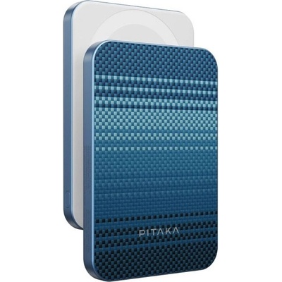 PITAKA Qi2 Aramid Fiber Magnetic Power Bank 5000 mAh 15W - преносима външна батерия с USB-C порт и безжично зареждане с MagSafe (син)