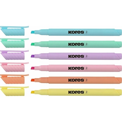 Zvýrazňovač KORES HIGH LINER PASTEL sada 6 farieb (36246)
